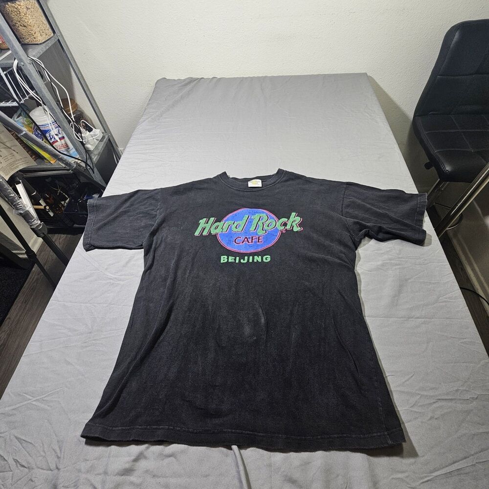 Extra Large Hard Rock Cafe Vintage Beijing T-Shirt Black Earth Graphic Rare 90s
